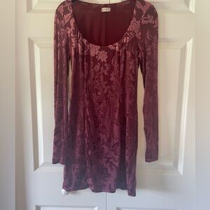 Red long sleeve free people dress